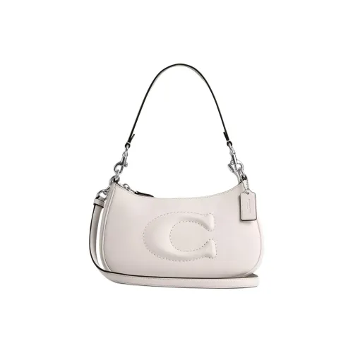 COACH Teri Гладкая кожа Сумка через плечо Сумка на плечо Женская серебряная и мел
