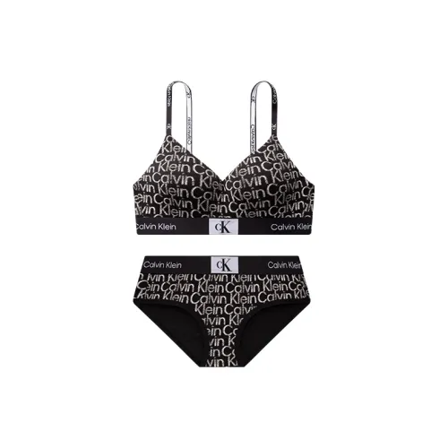 CALVIN KLEIN CK96 Series Комплект нижнего белья Женское Космический черный Подкладочная ткань Белый Буква