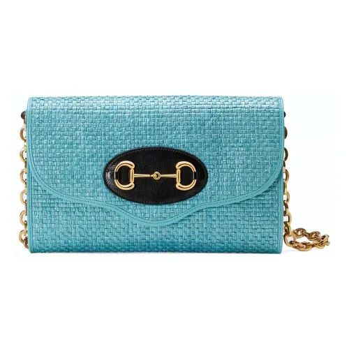 GUCCI Сумка через плечо из кожи женская светло-синяя