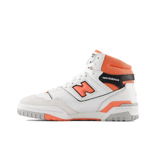 New Balance NB 650 Устойчивые к истиранию Высокие кроссовки Винтажные баскетбольные кроссовки Мужские Белый Оранжевый Черный