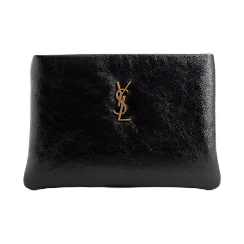 SAINT LAURENT Коровья кожа крупнозернистая клатч женский черный