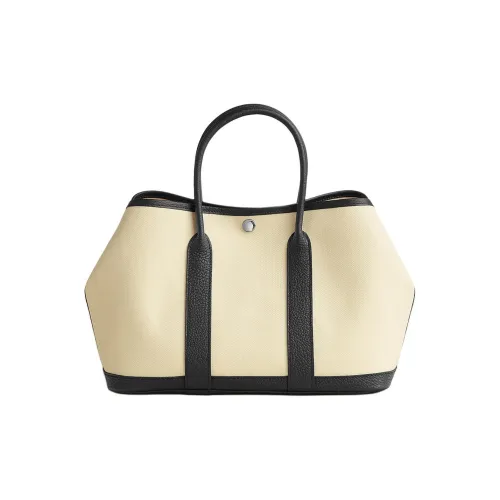 HERMES Garden Party Садовая сумка с цветным холстом And Negonda телячья кожа сумка женская ванильный и черный