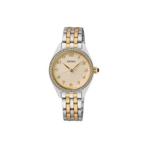 SEIKO Кварцевый механизм нержавеющая сталь ремешок женские часы желтый циферблат часы SUR480P1