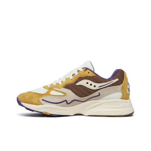 CLAIMA x Saucony 3D Grid Hurricane Устойчивый к истиранию Низкий Топ Беговые кроссовки Мужские Коричневый Желтый Белый