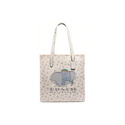 COACH Recycled Tote Холст Сумка для покупок Сумка через плечо Сумка на одно плечо Маленькая Женская Белая