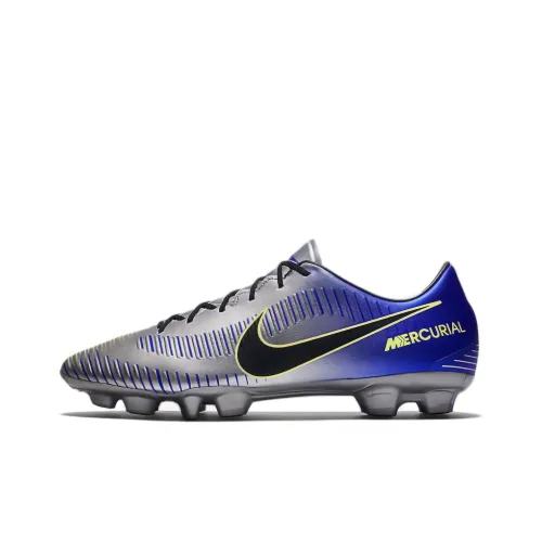 Nike Mercurial HG Твердый Ground Shock Absorbers Slip-Resistant Abrasion-Resistant Футбольные бутсы Мужские Silver Blue
