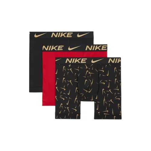 Nike Dri Fit 3 Pack Черный/Университетский Красный/Светлое Золото Мужские Боксеры