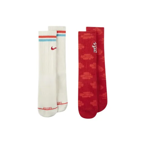 NIKE 2 шт Белый/Красный Унисекс MID Носки до икры