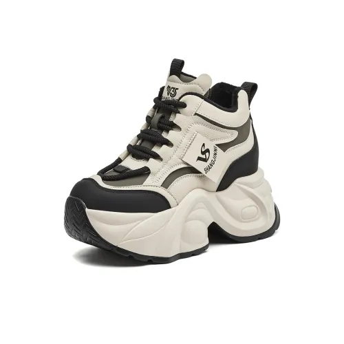 Shangjinni Легкий визуально увеличивает рост Высокие топы Толстая подошва Кроссовки Женские