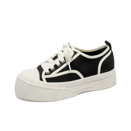 GRACEGIFT Low-Top Canvas Shoes Black Women's