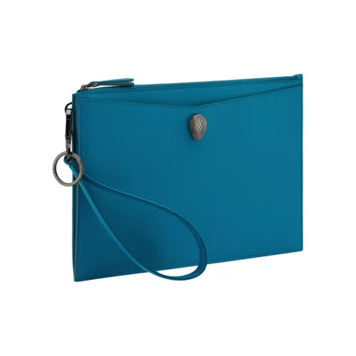 BVLGARI Serpenti Forever Телячья кожа Клатч Кошелек Женские Laguna Синий