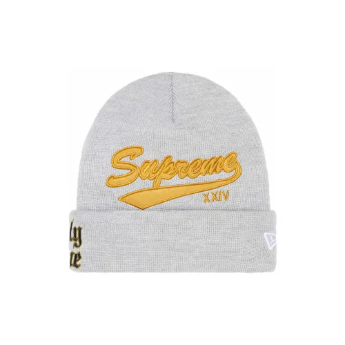 Supreme x New Era Twill Beanies Unisex Gray Supreme x New Era Твил Шапки-бини Унисекс Серый