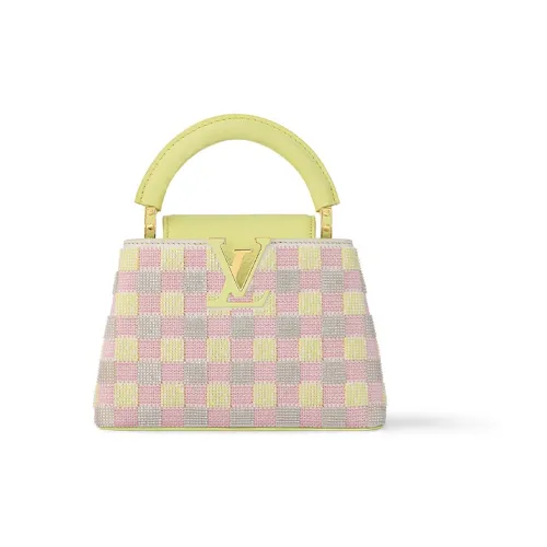 LOUIS VUITTON Capucines Телячья кожа Сумка через плечо Сумка Мини Женская Желтая Розовая