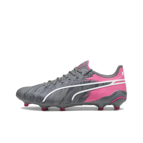 PUMA King Ultimate AG Искусственная трава FG Твердый грунт Футбольные бутсы Мужской Серый Розовый