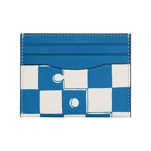 COACH Карточный чехол Искусственная кожа пластик коровья кожа Держатель для карт Мини Женский Синий JAY Мел Белый