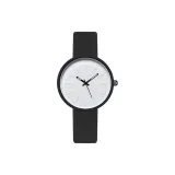 Чёрный ремешок, белый циферблат