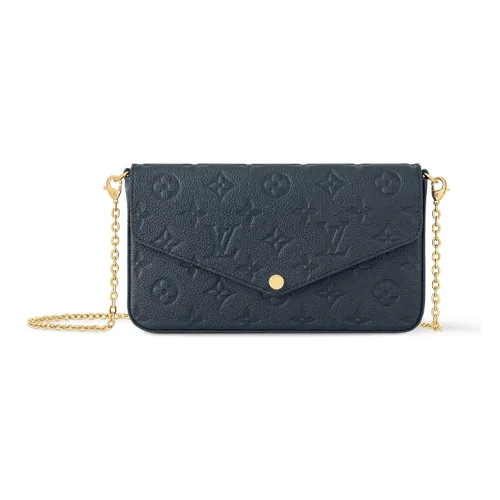 LOUIS VUITTON Pochette Félicie Мягкая крупнозернистая текстура кожи коровы сумка через плечо сумка на плечо женская морской синий