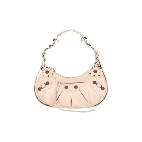 Balenciaga Le Cagole Кожа Плечевая Сумка Маленькая Женская Бежевая
