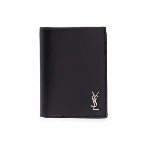 SAINT LAURENT Монограмма Матовый Кожа Держатель для карт Держатель для карт Мужской Черный