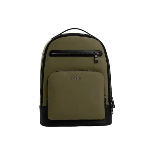 COACH Коровья кожа Рюкзак Большой Мужской Оливково-зеленый Земляной умбровый