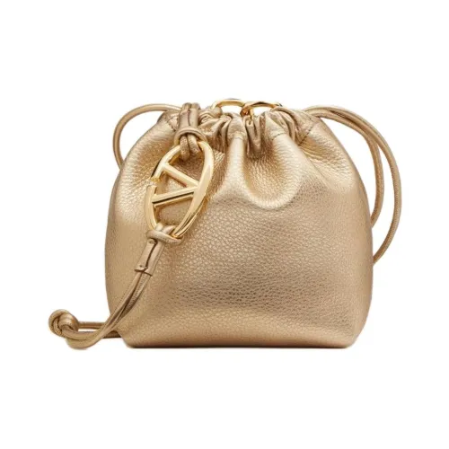 Valentino GARAVANIVlogo Телячья кожа Ведрообразная сумка Сумка через плечо Мини Женская Золотая