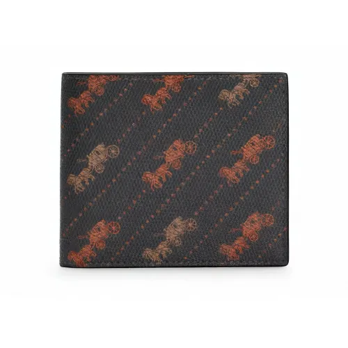 COACH Держатель для карт из холста с покрытием кошелек мужской коричневый