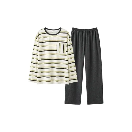 PBENO PD Пижамный комплект Мужской Белый Серый