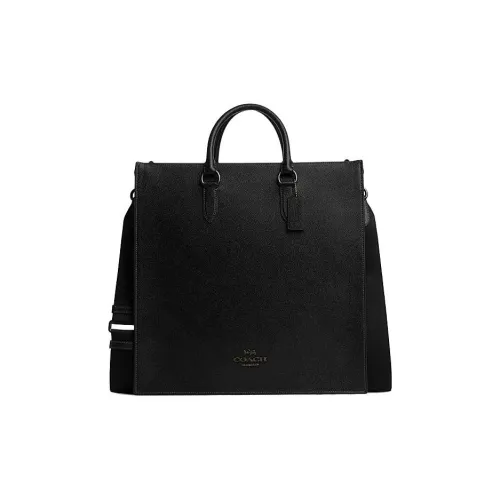 COACH Dylan Коровья кожа Тоут Сумка Сумка для покупок Сумка через плечо Сумка Большая Мужская Черная