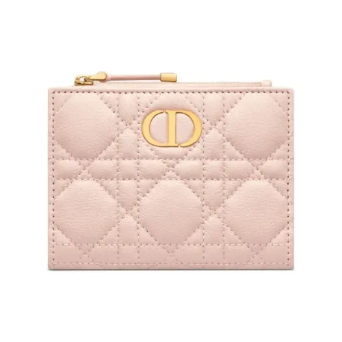 DIOR Caro Плетеный узор Телячья кожа Кошелек Женские Лотосово-розовый