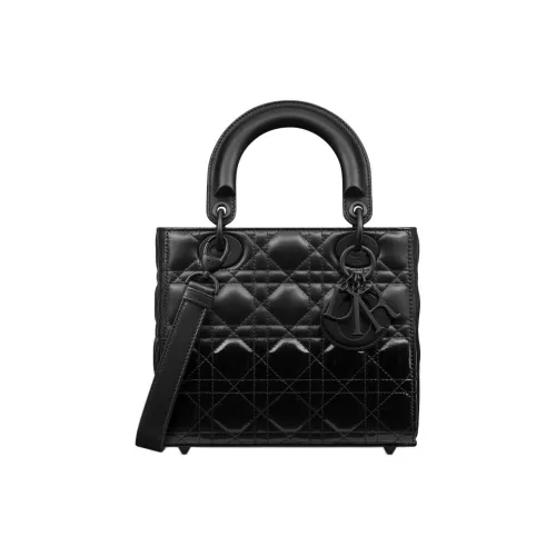 DIOR Lady Dior Плетеный узор Овечья шкура Сумка через плечо Сумка Маленькая Женская Черная