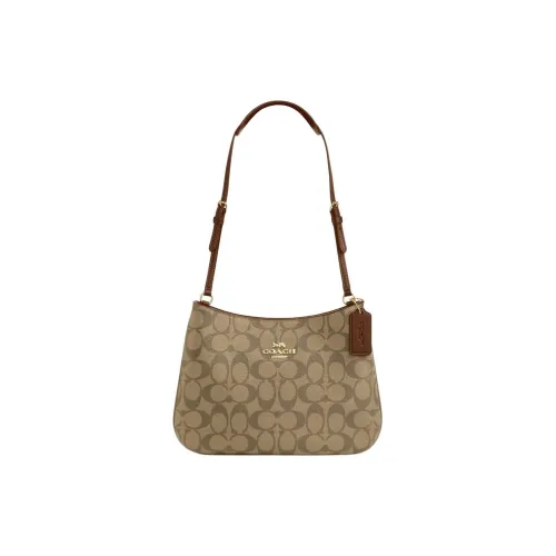 COACH Penelope Кожа Сумка Сумка через плечо Женская Хаки Седло Коричневый
