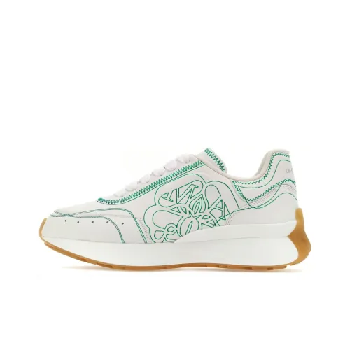 Alexander McQueen Sprint Runner Low Топ Спортивная повседневная обувь Женская Белый Зеленый