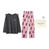 Темно-серый 6701 (Длинный рукав топ + штаны) Подарочный набор в коробке