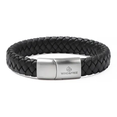 TUBAOSHU Коровья кожа кожа браслеты мужской черный стальной