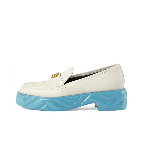 GUCCI Двойной G Туфли на плоской подошве Женские Белые Синие