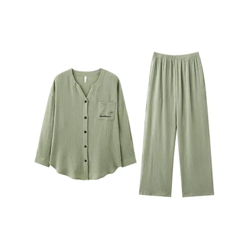 Tianmicat Pajama Комплект Женский Весенний Трава Зеленый