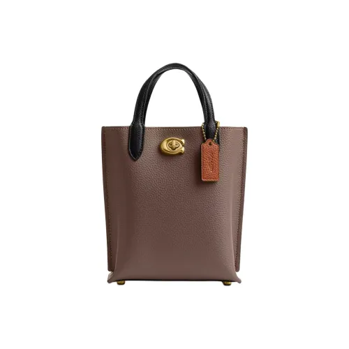 COACH Willow Полированная кожа с галькой сумка через плечо мини женская латунь черный камень многоцветный