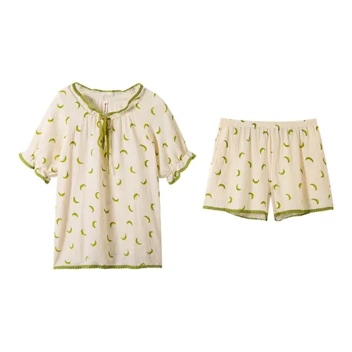 DAMOS·LOVE Пижамный комплект Летний Женский Бежевый