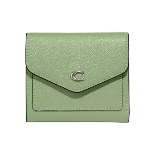 COACH Wyn Крестообразная текстура Кожа Мелочь Кошелек Кошелек Маленький Женские Свет Фисташковый