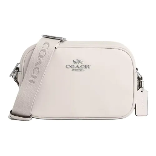 COACH Jamie Утонченный Телячья кожа Camera Сумка Сумка через плечо Маленький Women's Silver Мел белый