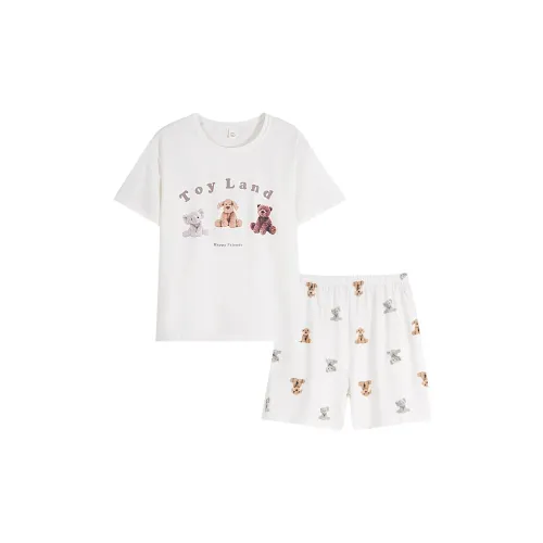 Sha Qian Пижамный комплект Летний Женский Белый