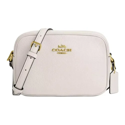 COACH Jamie Утонченный Pebble Цветочный Кожа Camera Сумка Сумка через плечо Маленькая Женская Золотая Мел Белый