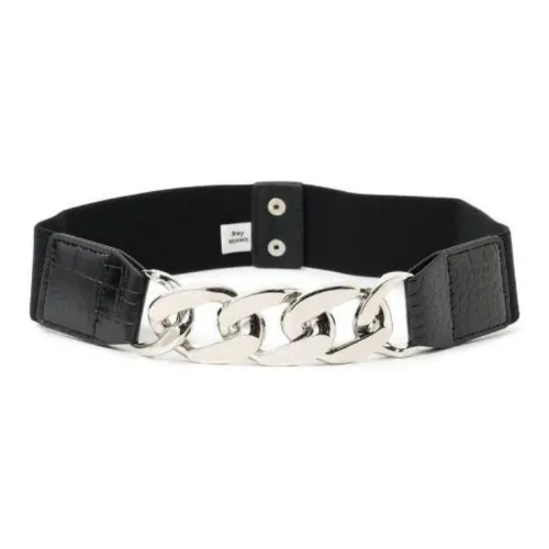 BEAMS Цепь Дизайн Кожаные Ремни Женские Черный Ширина 5CM