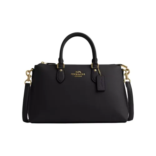 COACH Утонченная сумка через плечо из галечного кожаного материала большая женская сумка золотая и черная