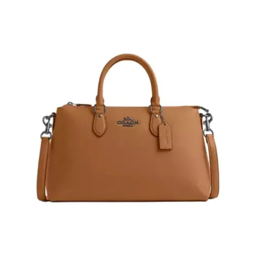 COACH Галька Кожа Сумка через плечо Сумка Большая Women's Silver с Светлым Седлом