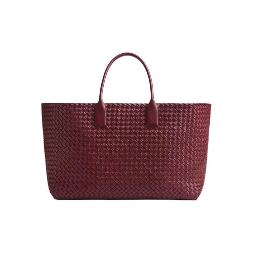 Bottega Veneta Lambskin Tote Bag Shopping Bag Large Women's Burgundy
