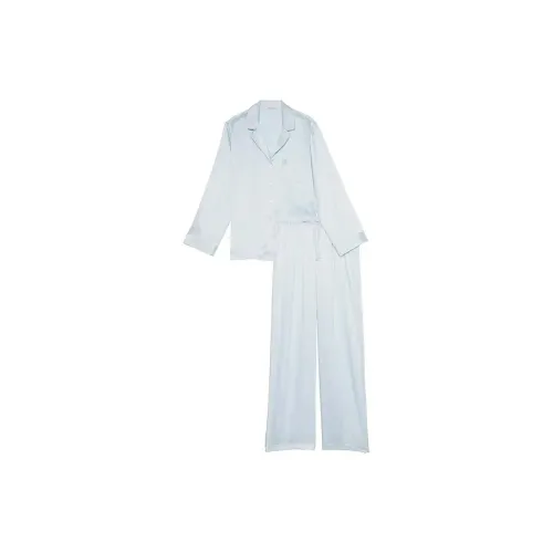 Victoria's Secret Satin Long Pajama Set Pajama Set Women's Light Blue