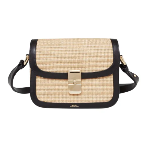 A.P.C Grace Хлопок с Шелковым и Коровьей Кожей Сумка через плечо Сумка на плечо Маленькая Женская Черная