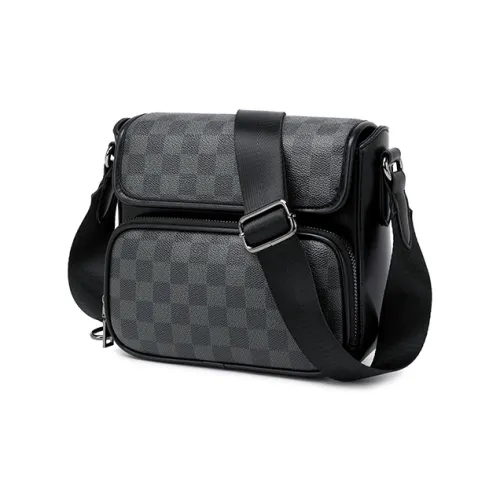 DOSRFINI Полиуретан Сумка через плечо Мужская Шахматный узор Черный