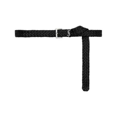 SAINT LAURENT Ремни из дубленной кожи Унисекс Черный Ширина 3 см
